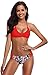 Produktbild SHEKINI Damen Sexy Bikini Set Triangle BH Blumendruck Bikiniboden Badeanzug (S, Rot)