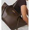 ILESTDG Sac à Main de Cours en Cuir Élégant Grande Capacité pour Femme, Sac Tote Bandoulière Luxe pour Travail Université (Café) #1