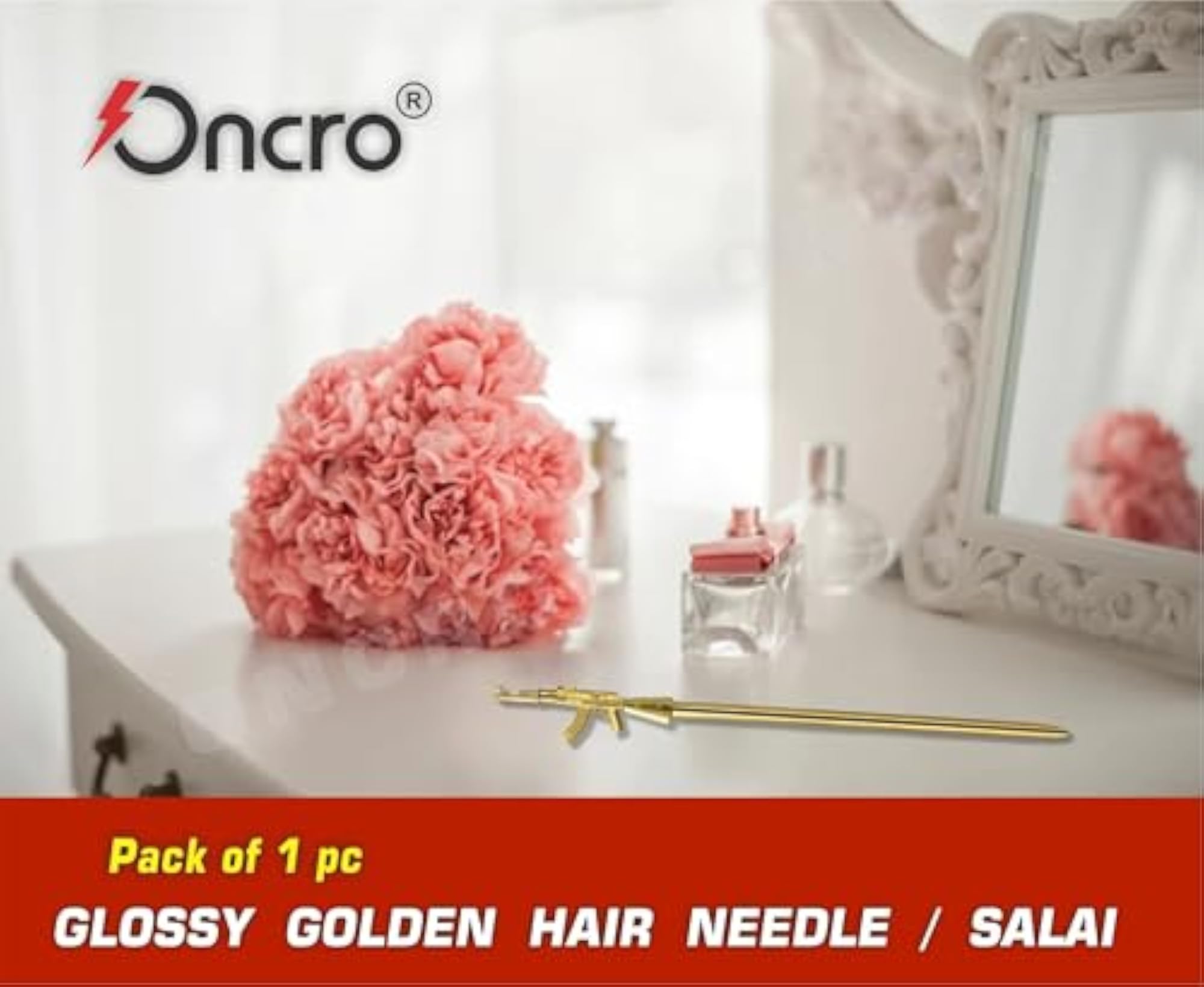Gold Coated Gun Design Baaj Baaz Salai Hair Pin
