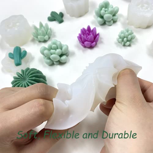 Meixinzhi 9Pack Candle Molds,Candle Making Molds 3D Silicone Candle Mold Flower Molds Cactus Candle Molds Wax Molds For Scented Candles Soaps Making, Wax, Resin Casting,Cake Dessert Mousse Decoration #TOP2
