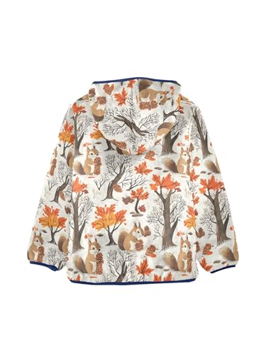 Squirrels Pine Cones and Maple Tree Girls Fleece Jacket Girls Fall Jacket Boys Coats Zip Up Hoodie Children Outerwear 2-10T2