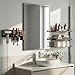 Wall Mounted Bathroom Organizer Shelves Over Toilet, 3-Tier Rustic Wooden Floating Shelf with Metal Basket and Hair Care Styling Tool Holder for Toilet Paper, Towels & Toiletries, Bathroom Decor