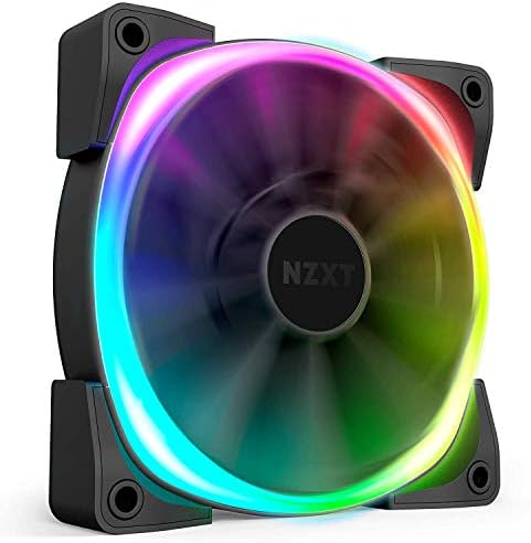 NZXT AER RGB 2-140 mm - HF-28140-B1 - Advanced Lighting Customizations - Winglet Tips - Fluid Dynamic Bearing - LED RGB PWM Fan for NZXT RGB - Single (Lighting Controller Required & NOT Included)