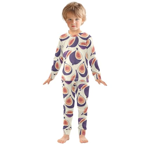 Pajama Sets Long Sleeve Fig Slice Repeat Pattern Soft Comfy Sleepwear 2 Piece PJS 3-8T2