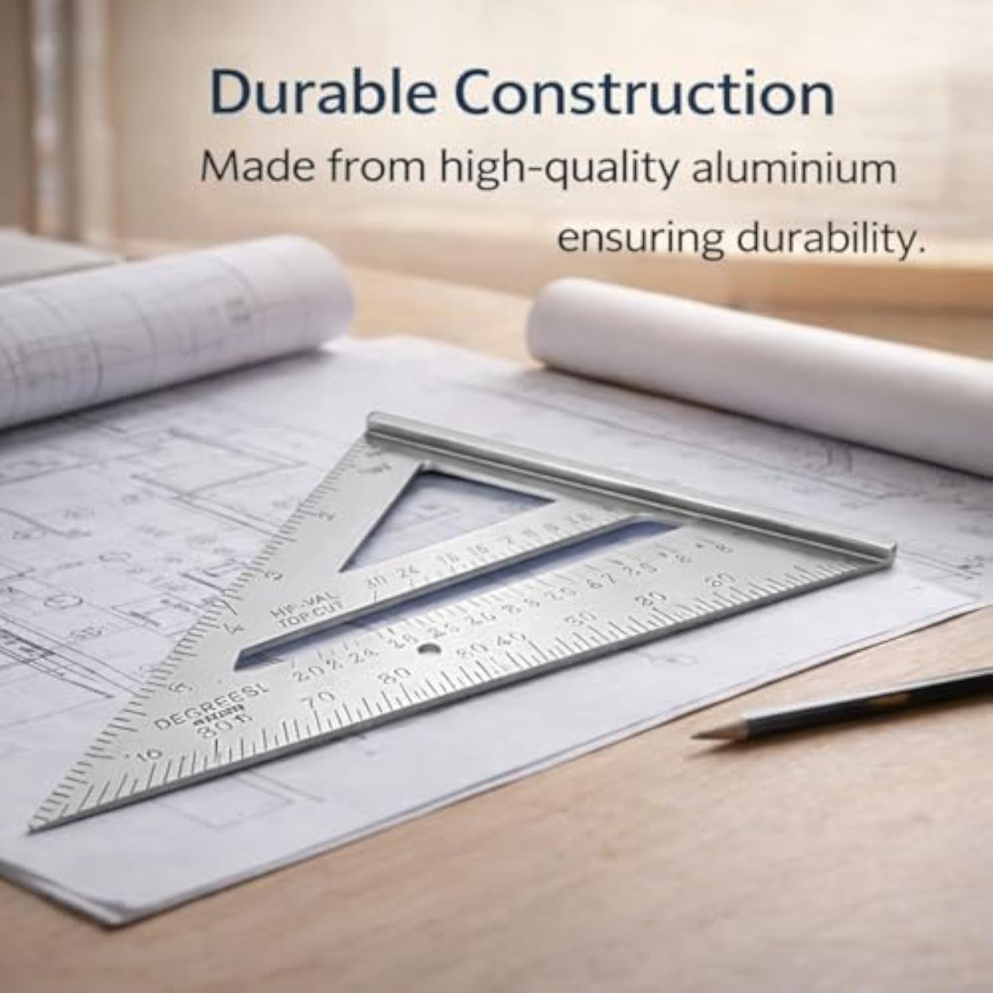 7 Double Side Scale Aluminium Alloy Metric Inch Triangle Ruler