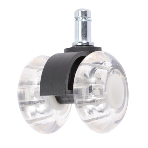 VINTORKY Heavy Duty Transparent Office Chair Wheels Dual PU Casters for Carpet Tile Floor Quiet Smooth Swivel Replacement for Computer and Gaming Chairs