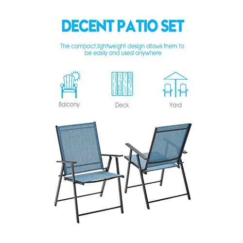 Vicllax Outdoor Folding Patio Chairs With Arms, Portable Patio Dining Chairs Sling Back Chairs For Garden, Set Of 2 #TOP6