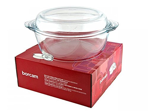 Çarşıbu Borosilikat Yuvarlak Kapaklı Tencere, 2100 cc Isıya Dayanıklı Cam Fırın Kabı, 246x216 mm