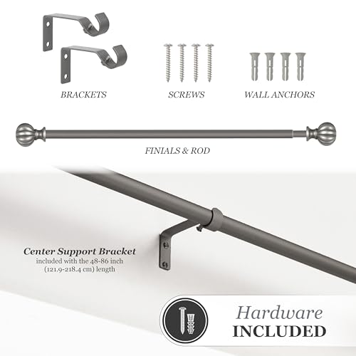 Kenney - 71631 Rachel Standard Decorative Window Curtain Rod, 28 to 48-Inch, Italian Pewter - Thumbnail 5