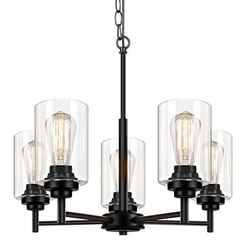 Sucolite 19.8 inch 5-Light Black Kitchen Chandelier