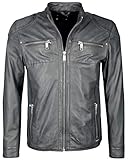 Anlass: Party/Abendmode Maze Herren Lederjacke Mit Druckknopfverschluss Am Ärmel Flint Grey XL
