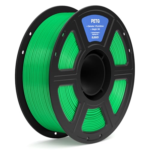 ELEGOO PETG Filament 1.75mm Green 1KG 3D Printer Filament Dimensional Accuracy +/- 0.02 mm 1kg Spool(2.2lbs) Fits for Most FDM 3D Printers
