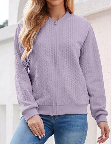 Image of Larmliss Women's Zip Up Cardigan Sweater Hoodies Long Sleeve Jacket Crewneck Casual Outerwear Spring Fall Trendy Coat Outfits