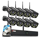 4K Wireless Security Camera System, 8pcs Plug-in WiFi Camera Outdoor Indoor, Dual Warning, 2 Way Audio, Color Night Vision, Person/Face Detection, 8CH WiFi Surveillance NVR, 2TB Hard Drive