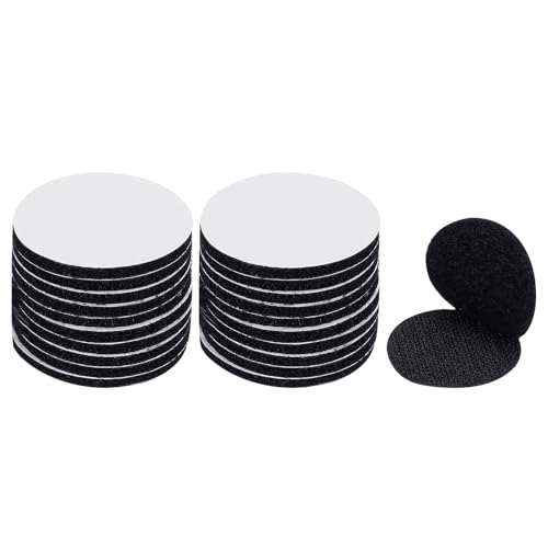 Image of PATIKIL 1.6 Inch Round Adhesive Hook and Loop Dots, 24 Pairs Circle Double Sided Sticky-Back for Home Office Crafting Car Phone Mount, Black