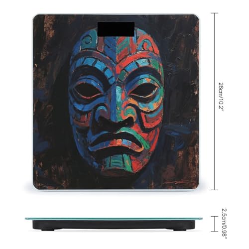 Báscula digital de baño con diseño 3D de máscara Tiki colorida miniatura 2