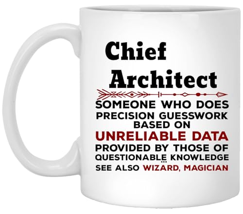 Ceramic Coffee Mug, 11 oz, White, Microwave Safe, Chief Architect Funny Definition Design, Novelty Office Mug for Coworkers