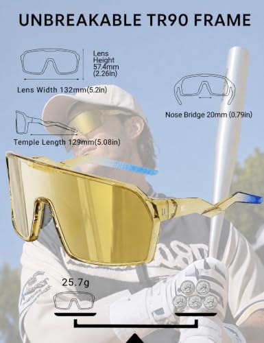Image of BIRCEN Polarized Baseball Sunglasses for Sports: TR90 Lightweight Running Sunglasses Cycling Glasses for Outdoor Runners MTB