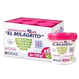 Oxígeno Activo en polvo, Quitamanchas y Blanqueador para Ropa Blanca y de color, Antical alarga la vida de la lavadora, Elimina el mal olor de la ropa, Contiene 6 unidades de 750 gr