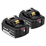 2X Forrat BL1860B 18V 5.5Ah Li-ion Replacement Batteries for Makita BL1850B BL1850 BL1840 BL1830 BL1815 BL1835 BL1845 LXT-400 Cordless Drill (with Charge Indicator)