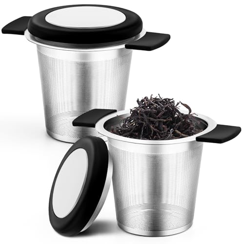2 Pezzi Infusore per Tè in Acciaio Inossidabile, Filtri Maglia Fine Con Grande Capacità e Doppi Manici, Adatto per Teiere e Tazze, Lavabile in Lavastoviglie(D'argento)