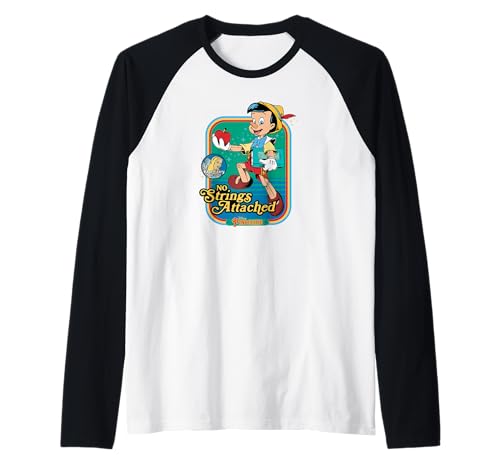 T-shirt Pinocchio No Strings Attached style baseball raglan pour fan de pop culture