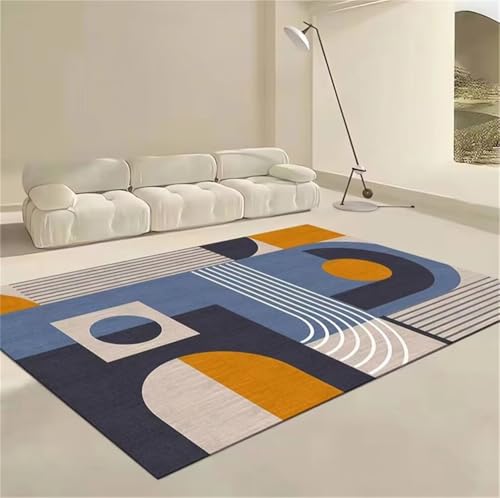 Tapis de salon bleu 140x200 cm idéal pour une chambre d'ado moderne