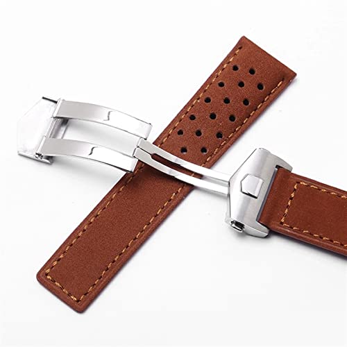 Sangle de montre 20mm en cuir véritable gris avec boucle pliante ergonomique - 5