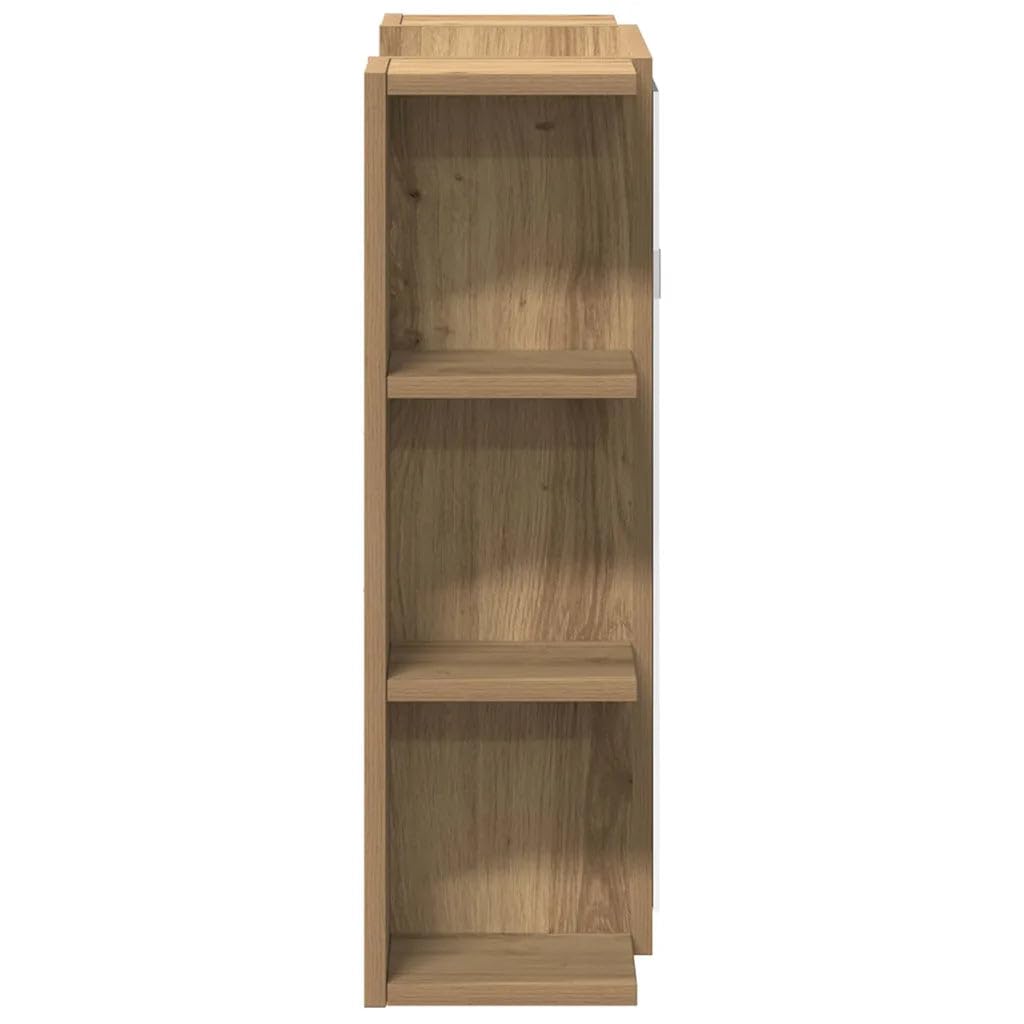 Helloshop26 - Armario de espejo moderno, almacenamiento práctico, cuarto de baño, 80 x 20,5 x 64 cm, madera roble artesanal, 02_0050721