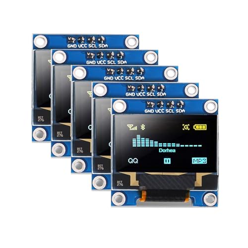 Image of 5 Pcs 0.96 Inch OLED Display Module 128x64 Pixel SSD1306 I2C IIC Screen Compatible with Arduino Raspberry Pi Blue and Yellow