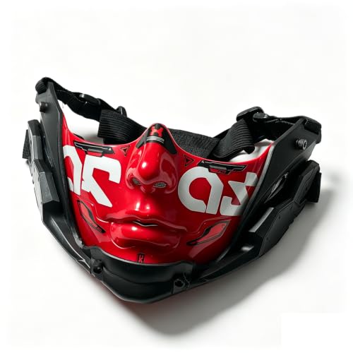 Qngcolrcy Demi-masque punk futuriste mécanique de science-fiction pour cosplay et Halloween (rouge, taille XL)