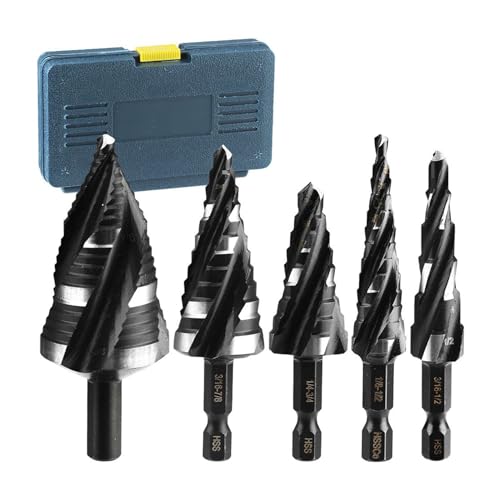 FmtwPhn Broca Escalonada Metálica - Juego de Brocas Escalonadas - Herramientas de Corte Helicoidales en Acero Rápido Industrial para Taladrar PP Madera Aluminio Acero Inoxidable