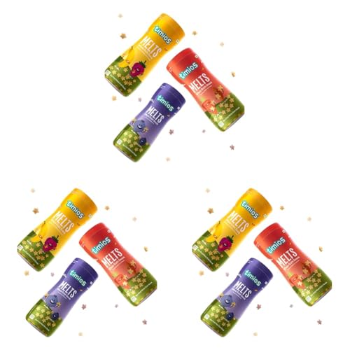 Image of Timios Melts Wholegrain Preservative Free Teething Puffs for Kids, Carrot & Cumin, Banana & Strawberry and Blueberry, Rich in Iron &Fiber, Travel Friendly, Healthy Snacks for Kids, Pack of 9, 50g Each