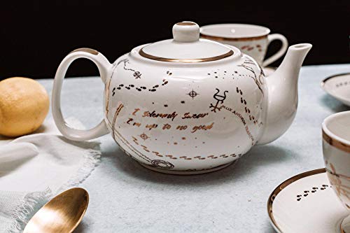 Harry Potter Marauders Map 10-Piece Porcelain Tea Set | Hogwarts-Themed Magical Tea Party Gift Set | Includes Teapot, Cups, Saucers | Place Setting For 4 #TOP3