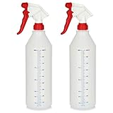 SENCILLO Y MODERNO: Las botellas rociadoras de colores de 360 grados en blanco / rojo tienen una capacidad de 1000 ml y son adecuadas para aceite mineral, aceite de calefacción, ácidos diluidos y álcalis.
