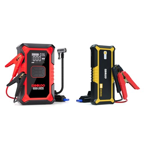 GOOLOO GP3000 3000A Jump Starter & A3 Jump Starter with Air Compressor, 3000A Portable Car Battery Booster with 150PSI - Detailed View