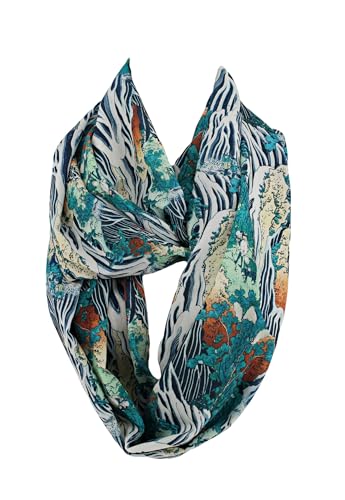 Etwoa Japanese Waterfall Illustration Infinity scarf Katsushika Hokusai Circle scarf Loop Scarf3