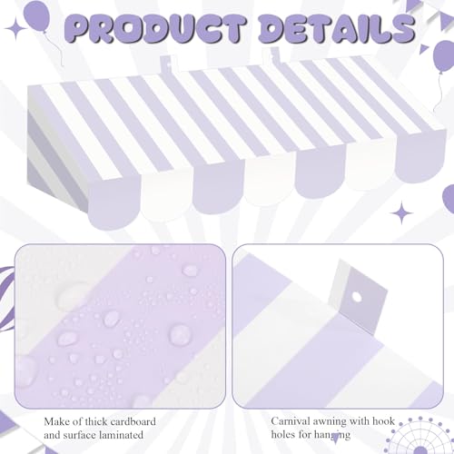 Image of Tallew 4 Pcs 3D Circus Awning Wall Decoration Carnival Awning for Halloween Carnival Theme Party Classroom Decorations(Purple and White)