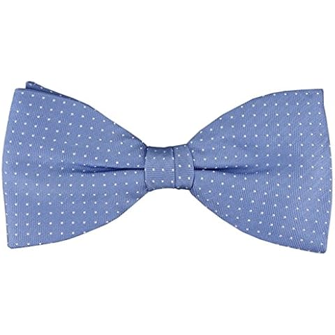 TigerTie Seidenfliege in blau silber gepunktet gemustert - Fliege 100% pure Seide + Aufbewahrungsbox Cover