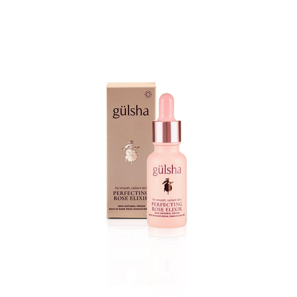 Gulsha PERFECTING ROSE ELIXIR, Rosa Damascena Essential Oil for Face, Nourishes and Revitalizes the Dehydrated Skin, Increase the Skin Elasticity, Free from Chemicals, 20 ml (0.67 Fl Oz)