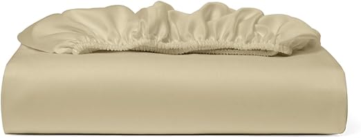 Cosy House Collection 100% Rayon Derived from Bamboo Fitted Sheet - Cooling, Breathable, Silky Soft Deep Pocket Bottom Sheet (Twin, Tan)