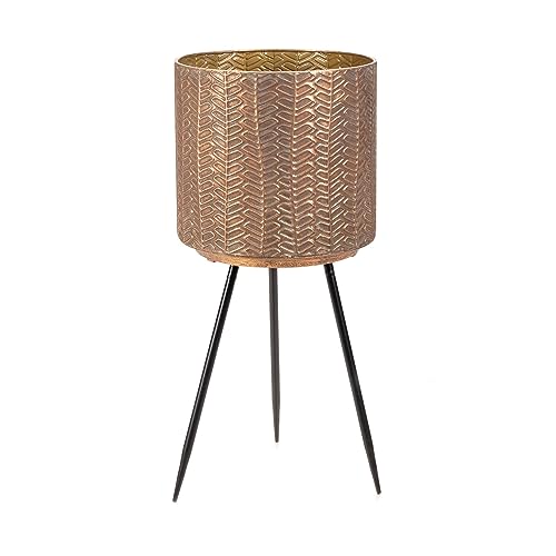 Takasho Osmunda Aged Brass Finish Planter On Legs, 55 cm