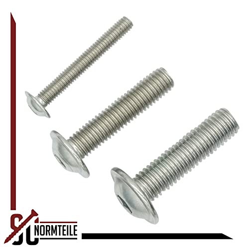 Linsenkopfschrauben mit Flansch und Innensechskant (ISK) - M8x100 - (10 Stück) - ISO 7380-2 - rostfreier Edelstahl A2 V2A - Vollgewinde - Flanschschrauben - Flachkopfschrauben - SC7380-2