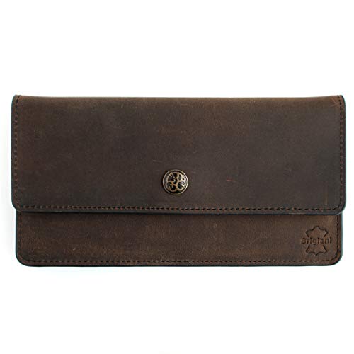 Brigiani 100% Leather RFID Signal Blocking Faraday Pouch - Smart Bag, Travel Wallet for Men and Women, Purse for Privacy Protection, Antitheft, Anti-Tracking, Anti-Spying Blocker (Eggplant)