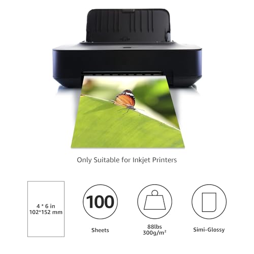 Amazon Basics 4 x 6 inch Semi-Glossy Photo Paper for Inkjet Prints, 300g/m², White, 100 Sheet Pack - image 4