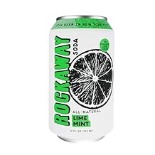 ROCKAWAY Lime Mint Soda Drinks - Low calorie drinks made from Real Fruit Juice, All Natural - Soda Pop Drinks Gluten Free, Vegan, GMO Free - 12oz 12 Pack