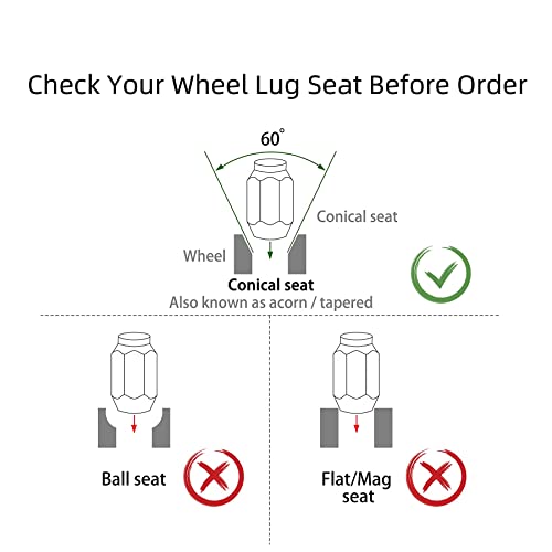 Besnor 1/2-20 Wheel Lug Nuts For Dodge Ford Jeep & Golf Cart(Ezgo Club Car), Closed End Bulge Acorn 60 Degree Conical Seat, 3/4" Hex, Chrome Set Of 20 #TOP5