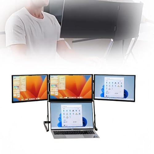 Image of Laptop Screen Extender - 15.6 inch Ultra-Thin Triple Portable Monitor 1080P FHD IPS Attachment Screen Compatible with Wins Mac，3Kg Lightest，with 360 Rotation Acjustable