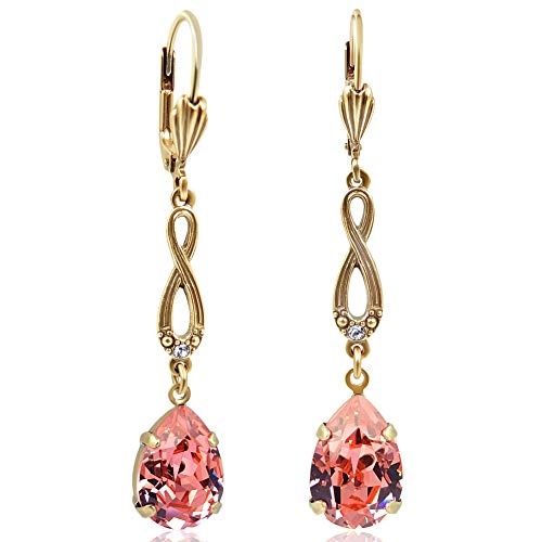 Goldene Ohrhänger mit Rosa Stein Vintage NOBEL SCHMUCK