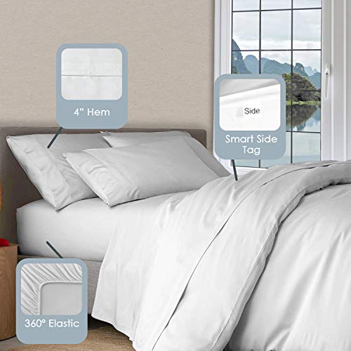 1000 Thread Count Luxury White Queen Sheets, 100% Long Staple Combed Cotton Sheets, Smooth Sateen Queen Hotel Bed Sheets with Deep Pockets fit Upto 15 inch (White 1000 Thread Count Sheets Queen) - Thumbnail 3